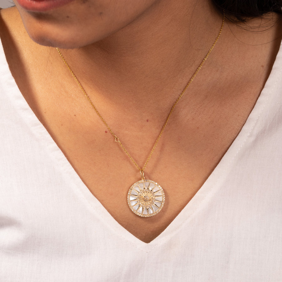 Glare Mother Of Pearl Sun Shaped Pendant
