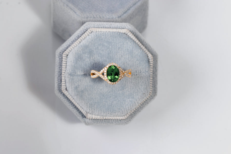 Knot Green Tourmaline Ring