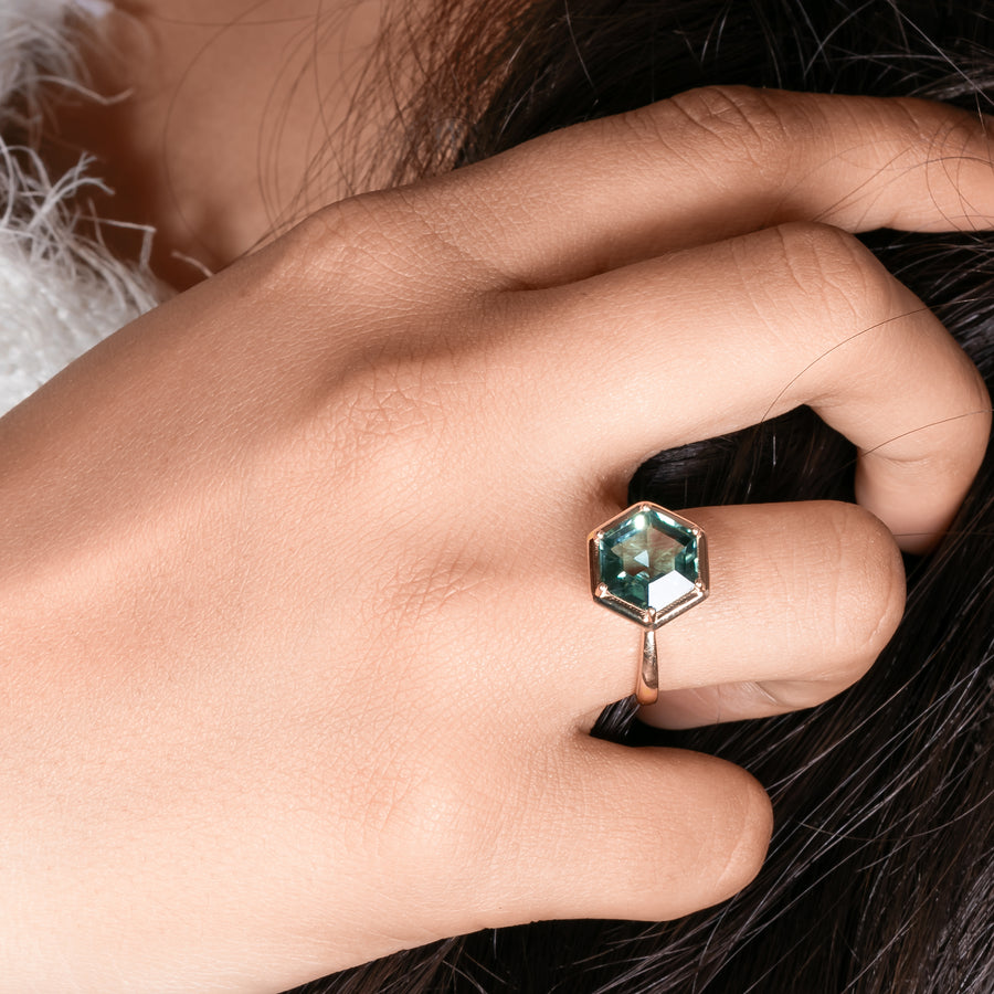 Hexad Green Tourmaline Ring