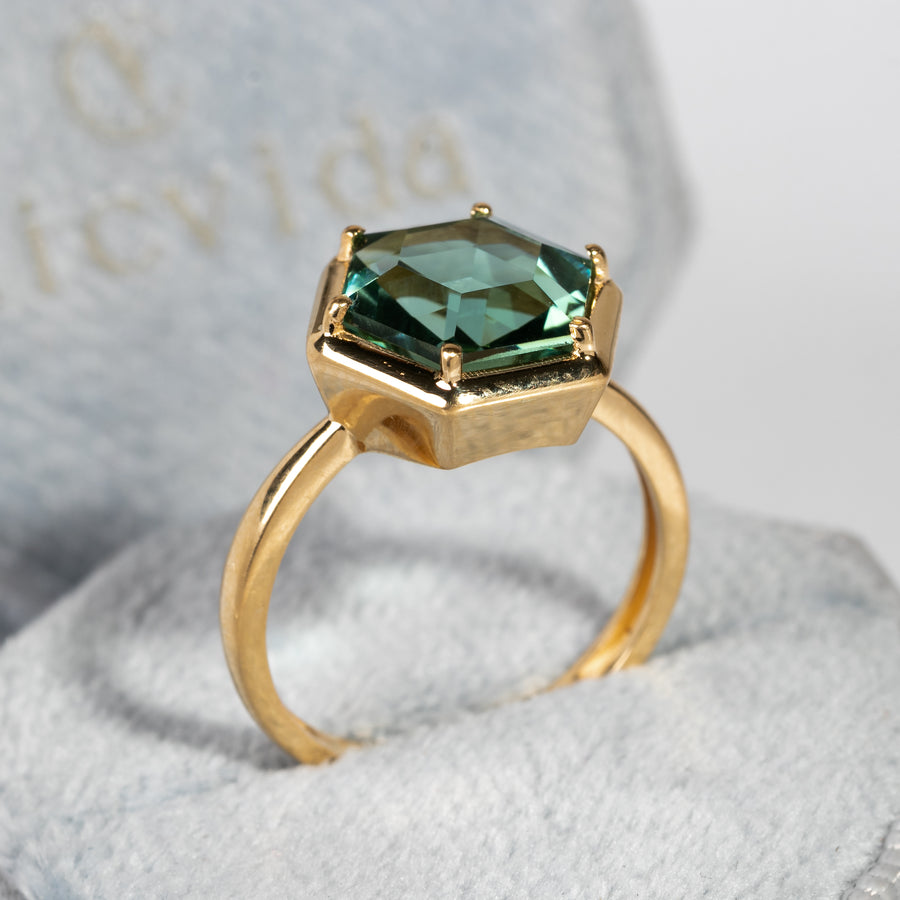 Hexad Green Tourmaline Ring