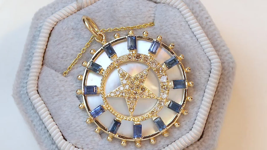 Cherubic Sapphire and Mother Of Pearl Pendant