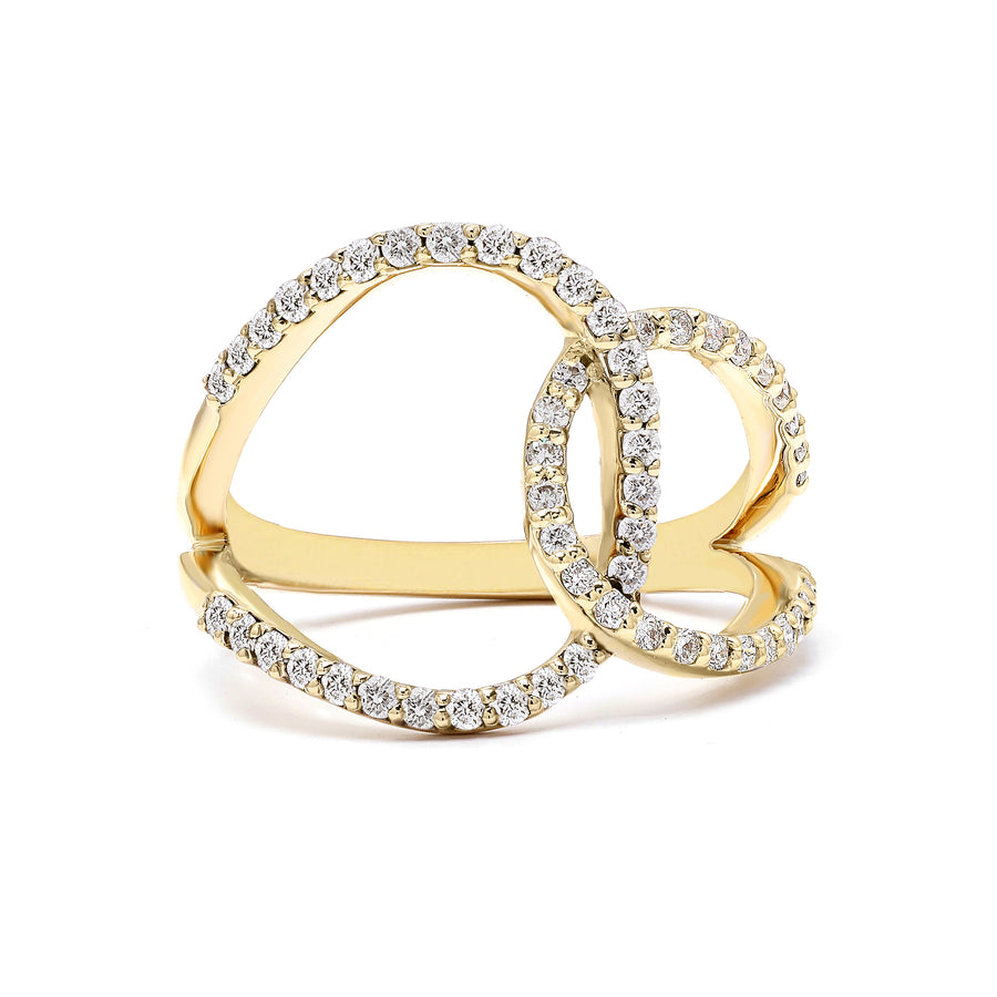 Anniversary gift idea — double loop diamond ring in yellow gold