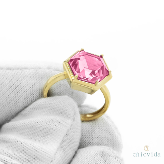 Hexad Pink Tourmaline Ring