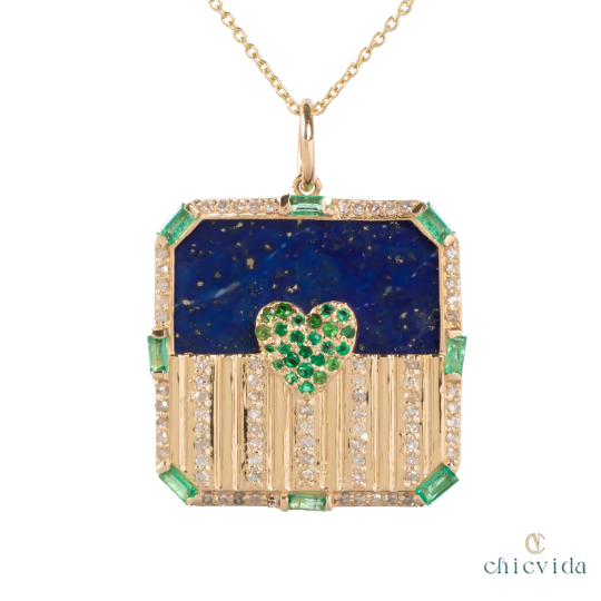 Ardour Lapis & Emerald Pendant