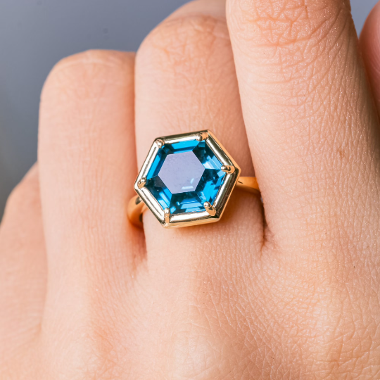 Hexad London Blue Topaz Gold Ring