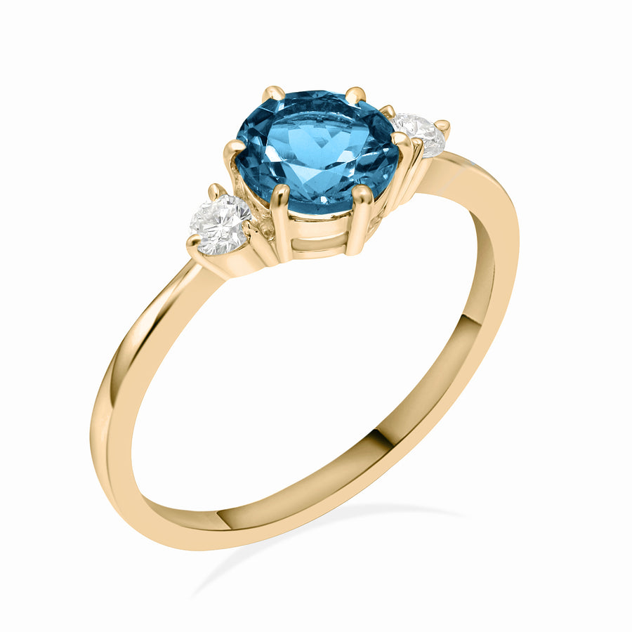 Cosset London Blue Topaz Gold Ring - ChicVida