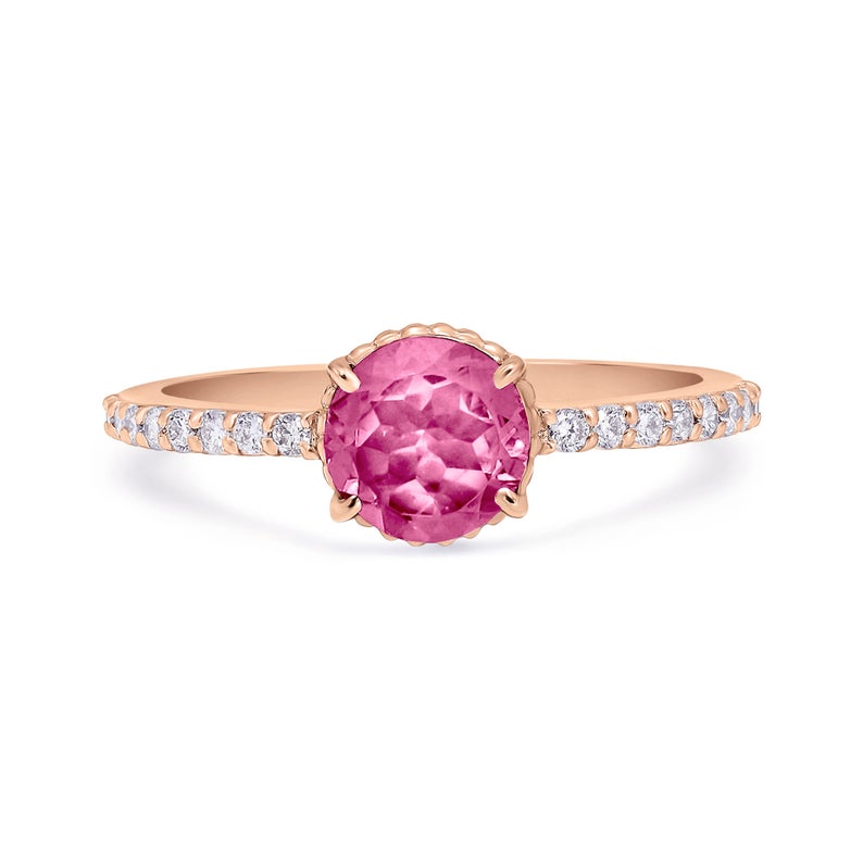 Pink gemstone ring with diamonds – gift for girlfriend or fiancée