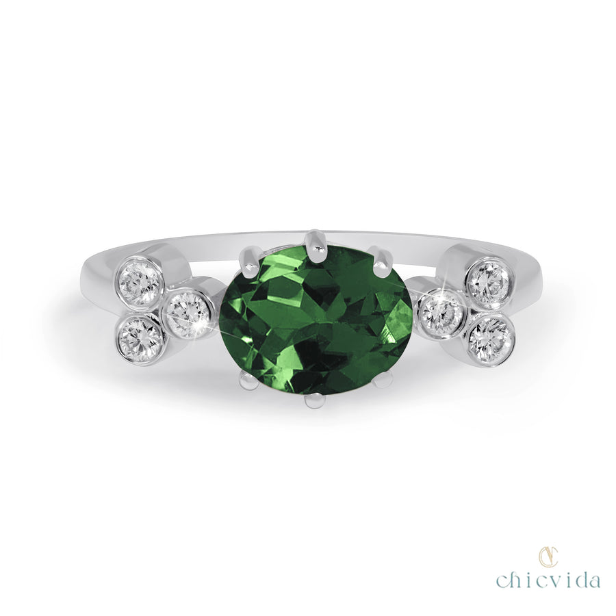 green tourmaline stackable ring