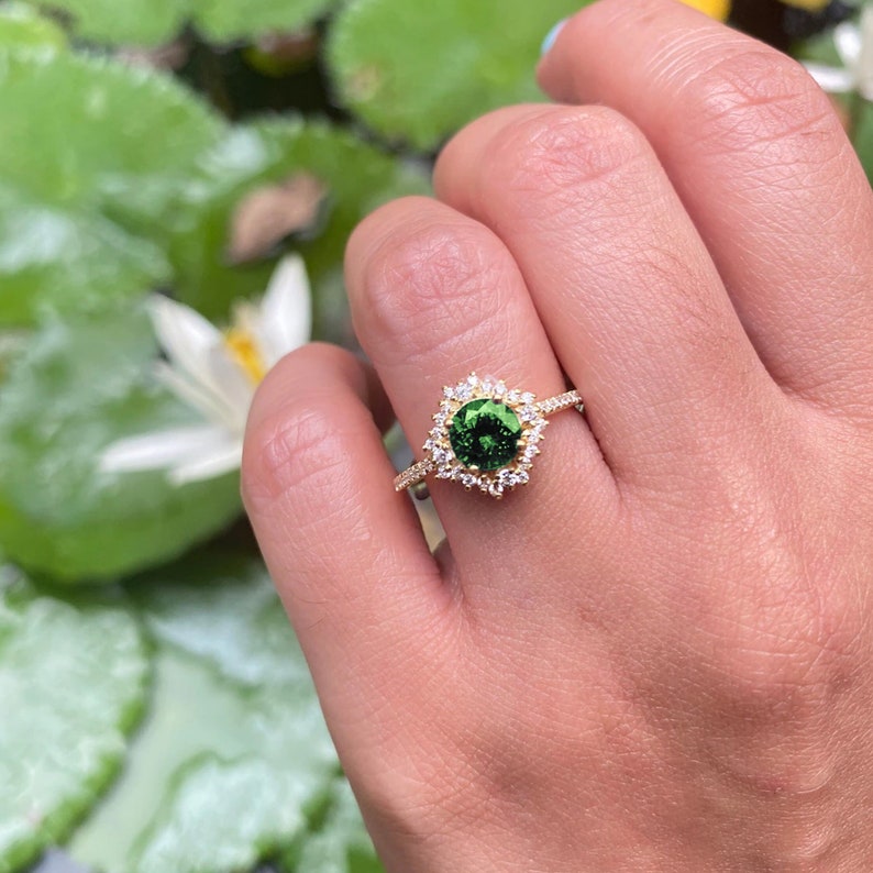 cluster diamond tourmaline ring