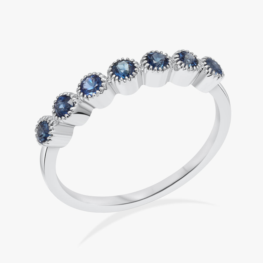 Handmade jewelry sapphire band with vintage style beaded design