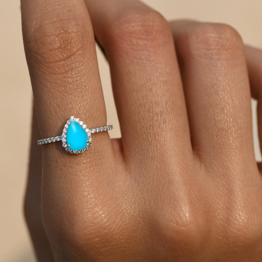 Daydreamer Turquoise Pear Halo Ring