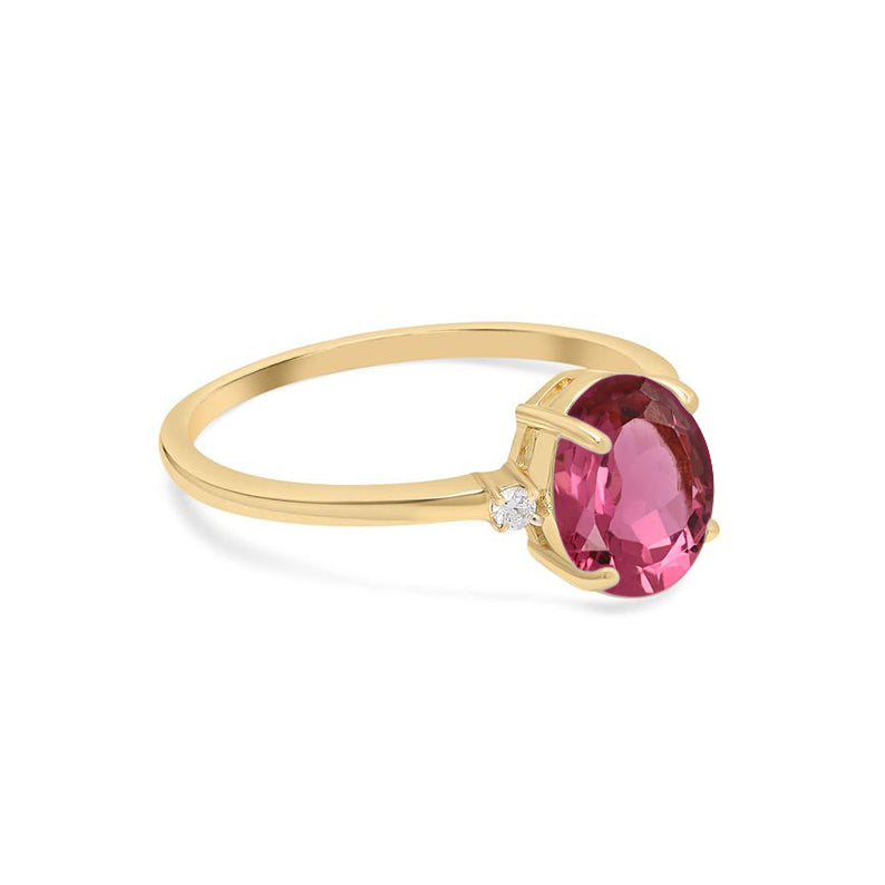 Three Stone Pink Tourmaline Diamond Ring