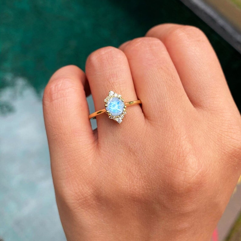 unique moonstone bridal ring