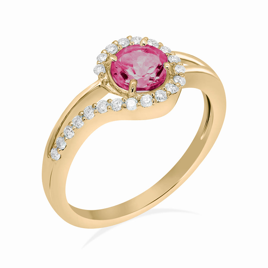 Wave Pink Tourmaline Gold Ring