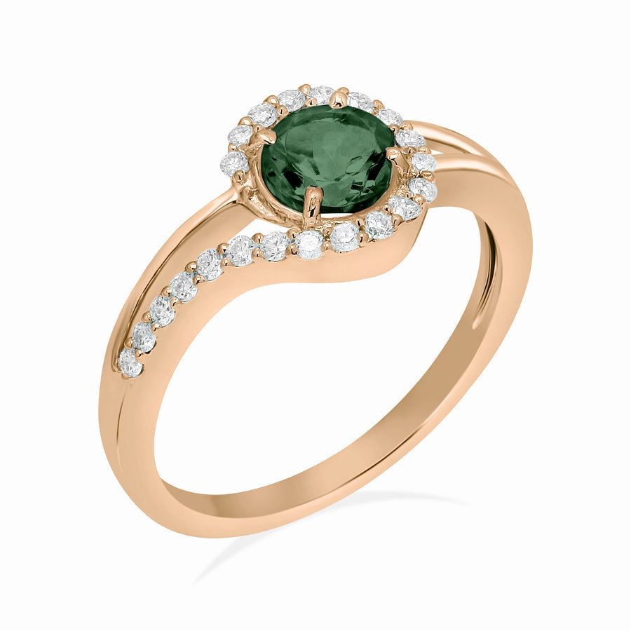 Wave Green Tourmaline Gold Ring - ChicVida