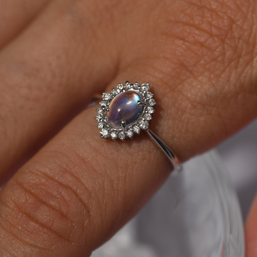 oval moonstone dainty ring