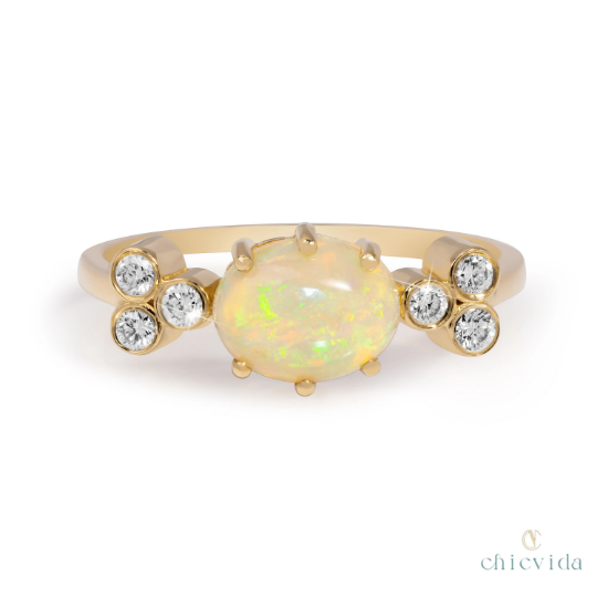 Oval Opal Dainty Ring