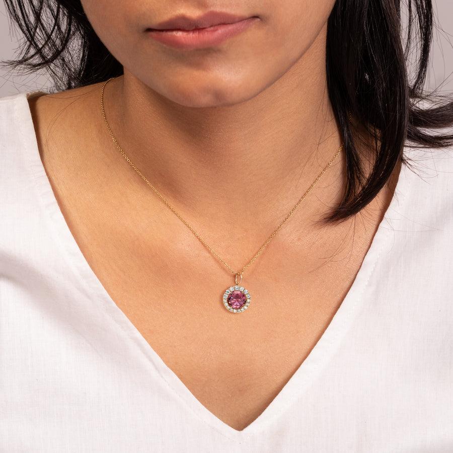 halo pink tourmaline necklace