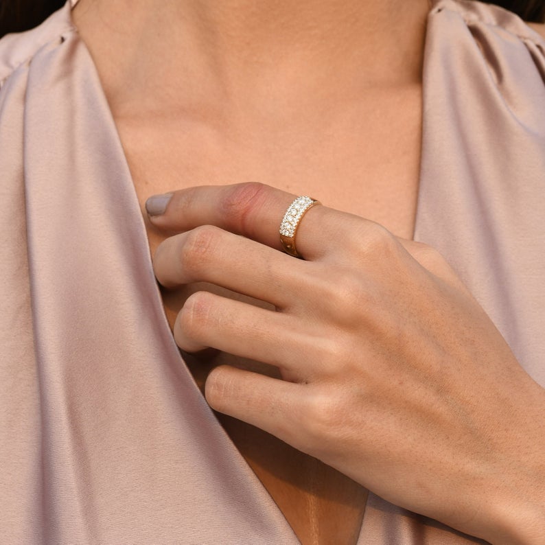 14K solid gold diamond band for bridal wear