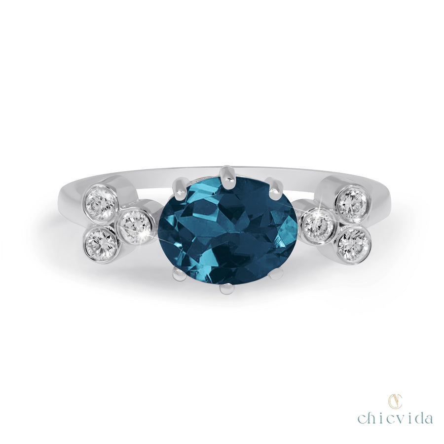 blue wedding bridal ring