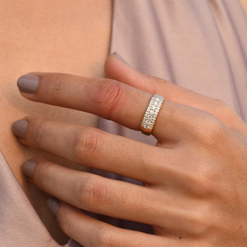Women's diamond stacking ring in yellow gold